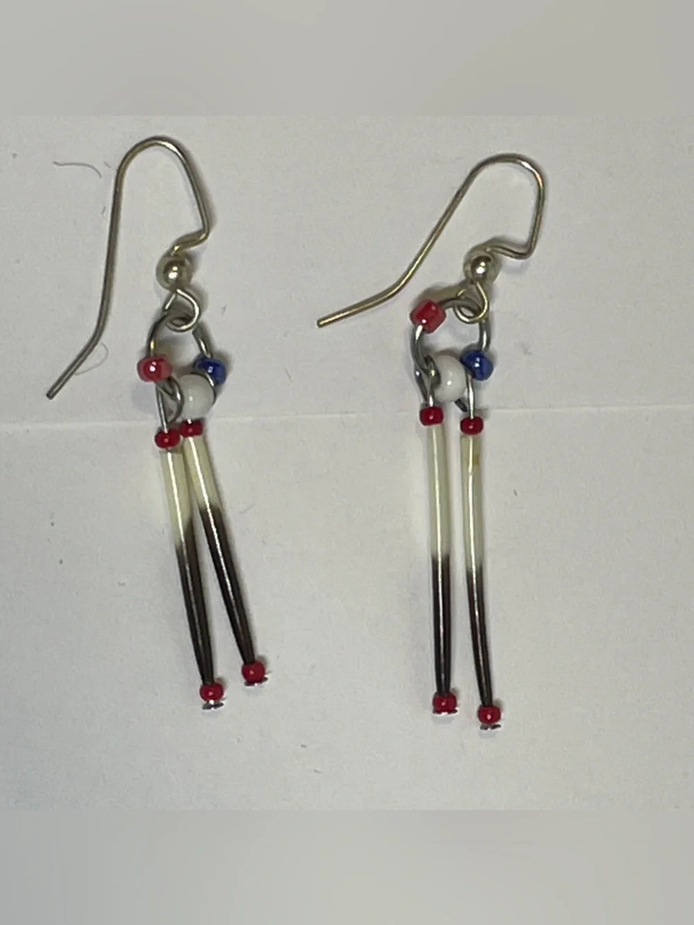Porcupine Quill Earrings, Beautiful, patriotic, Elegant, Boho